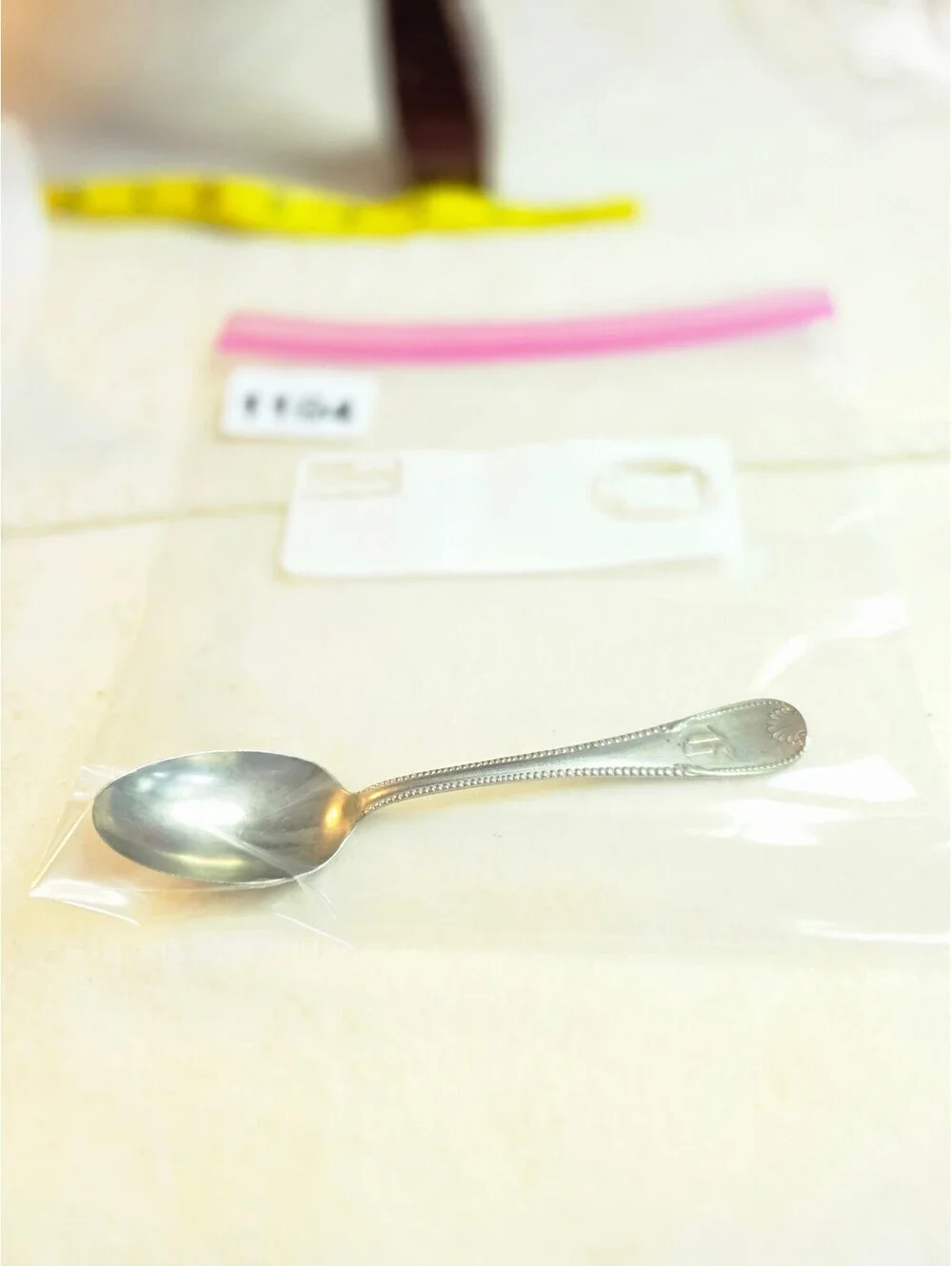 Antique 1847 Rogers Bros Silverplate Teaspoon Beaded Monogram 5.5